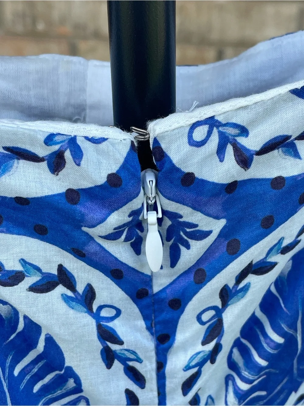 Farm Rio Tile Dream Short Sleeve Blouse Blue White Large